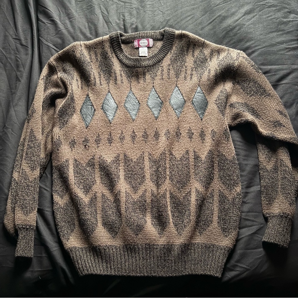 Men's Brown and Gray Sweater